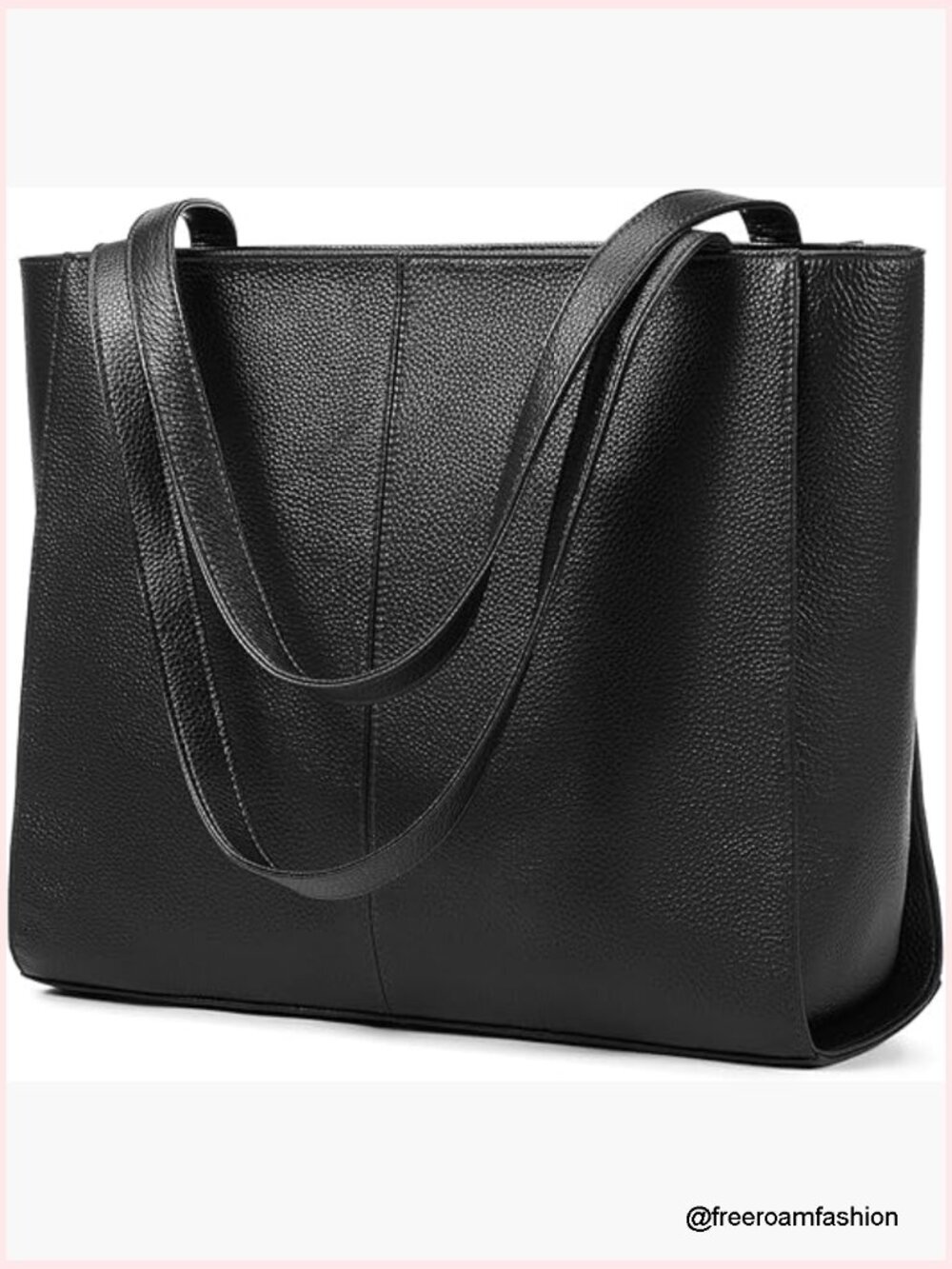 Large Genuine Leather Tote Bag with Laptop Compartment and Anti-Theft Pocket